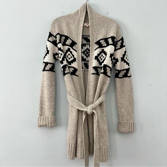 Levi’s Knit Tie Gray Southwestern Wool Blend Open Front Cardigan Sweater - Picture 5 of 10